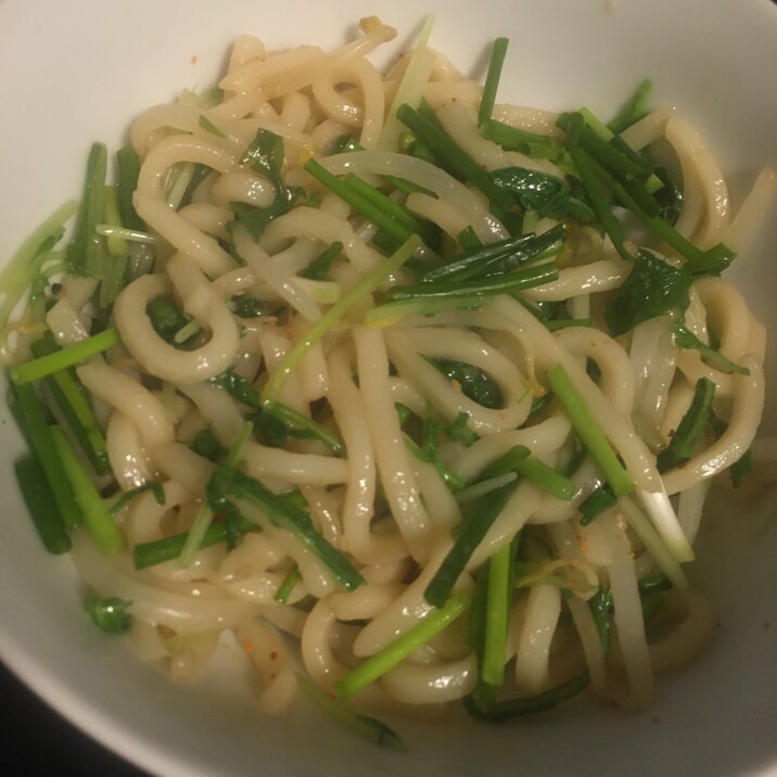 小葱、水菜の焼うどん